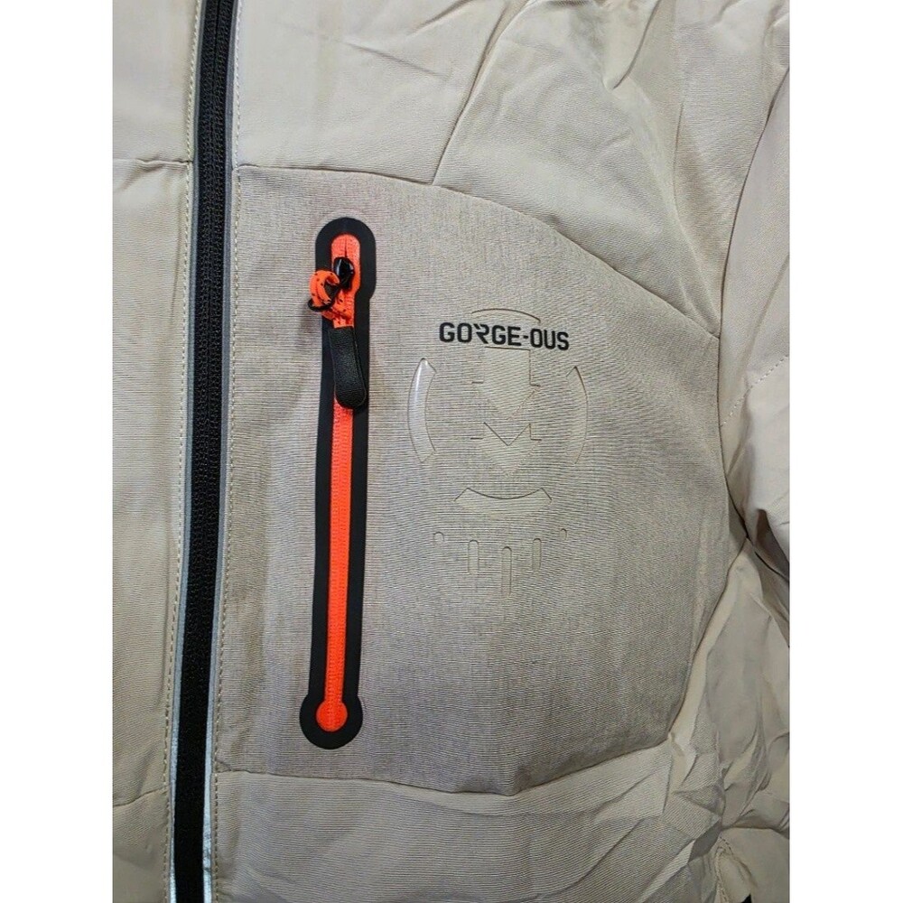 GORE-GOUS Boys Puffer Jacket Beige Hooded Size L - Picture 3 of 8